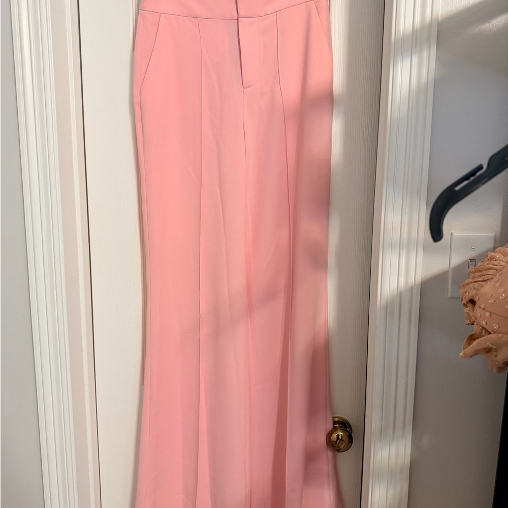Alice + Olivia Blush Pink Wide-Leg Trousers